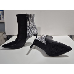 GEOX Black Leather/Zebra Ankle Boots 'Respira' Tall Heel